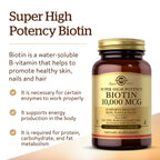 Solgar Biotin 10,000 mcg, 120 Vegetable Capsules - Non-GMO, Gluten Free | Helps Support Hair and Skin - 120 Capsules