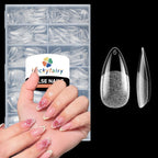 Luckyfairy Extra Short Square Fake Nails, Soft Gel Pre-Shaped Acrylic XS Short Square Nail Tips, Half Matte Full Cover Clear Press on Flase Nail Tips for Nail Extension Home DIY 240pcs/12 Sizes