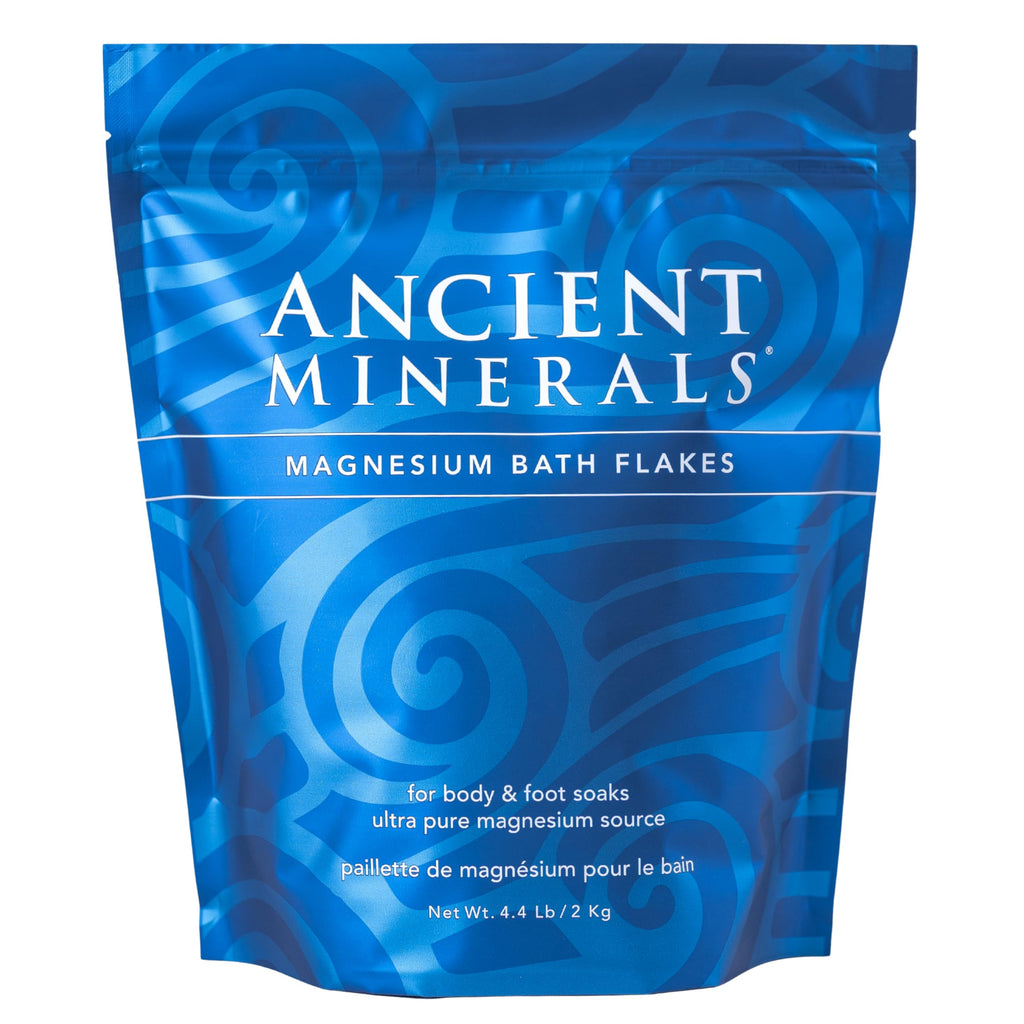 Ancient Minerals Magnesium Bath Flakes, Epsom Salt Alternative, 1.65lb | Pure Zechstein magnesium chloride flakes for soaking & whole-body replenishment. 1.65 lb resealable bag.