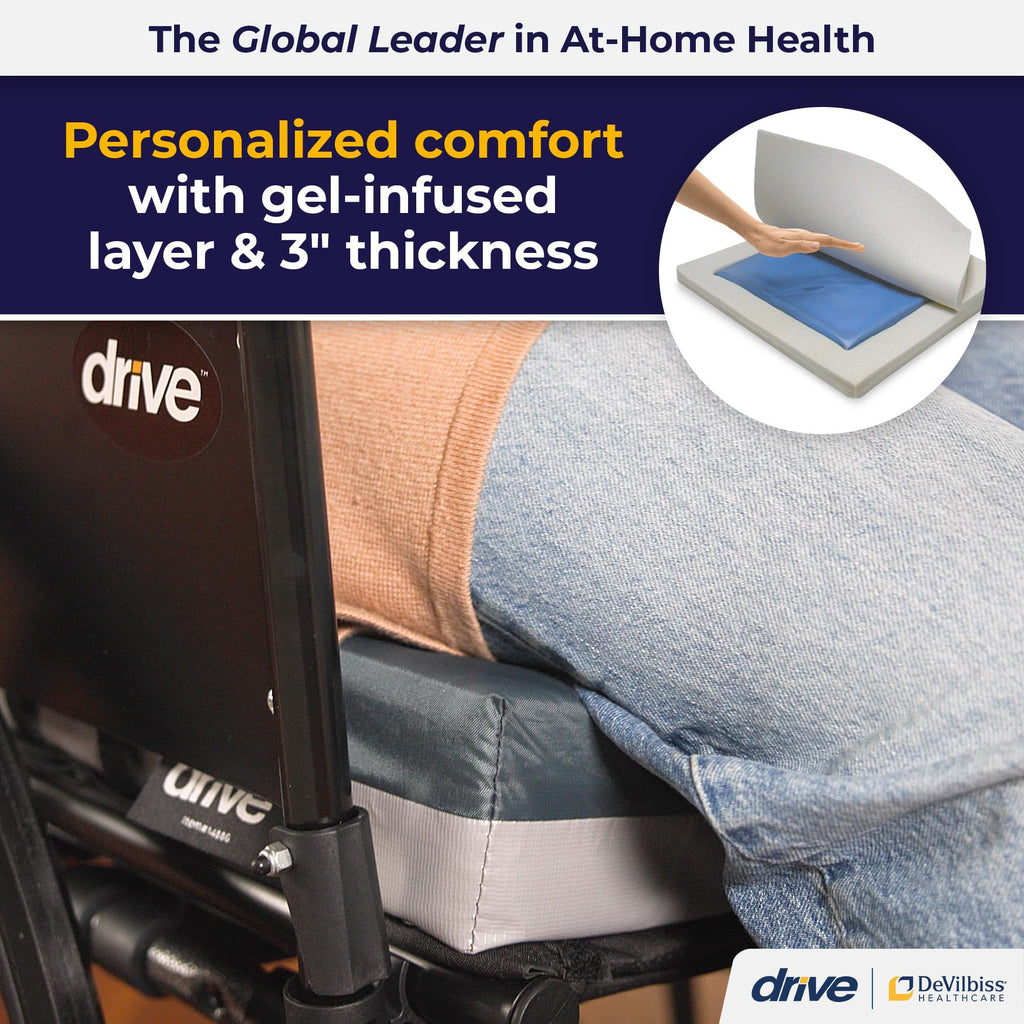 Drive Medical 14886 Skin Protection Gel Wheelchair Seat Cushion