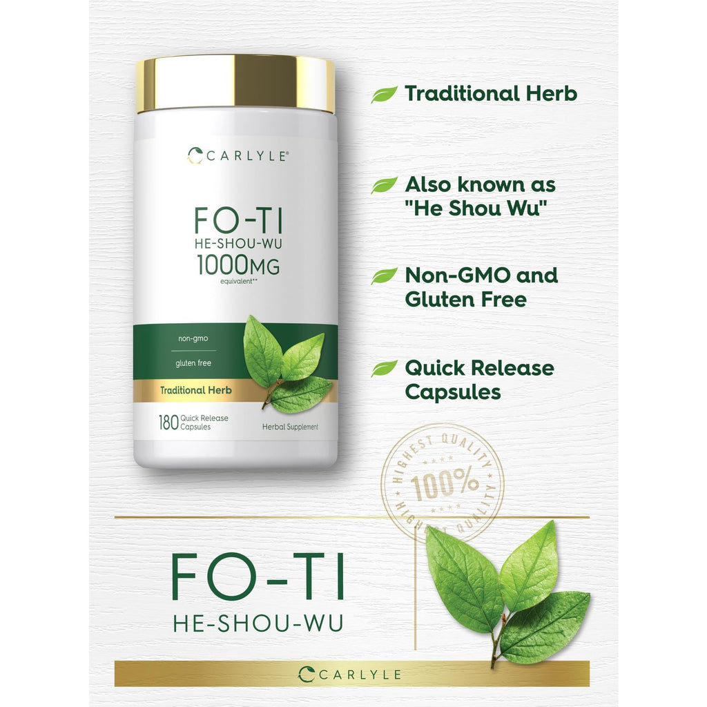Carlyle Fo-Ti Supplement | 180 Capsules | He-Shou-Wu Root Extract