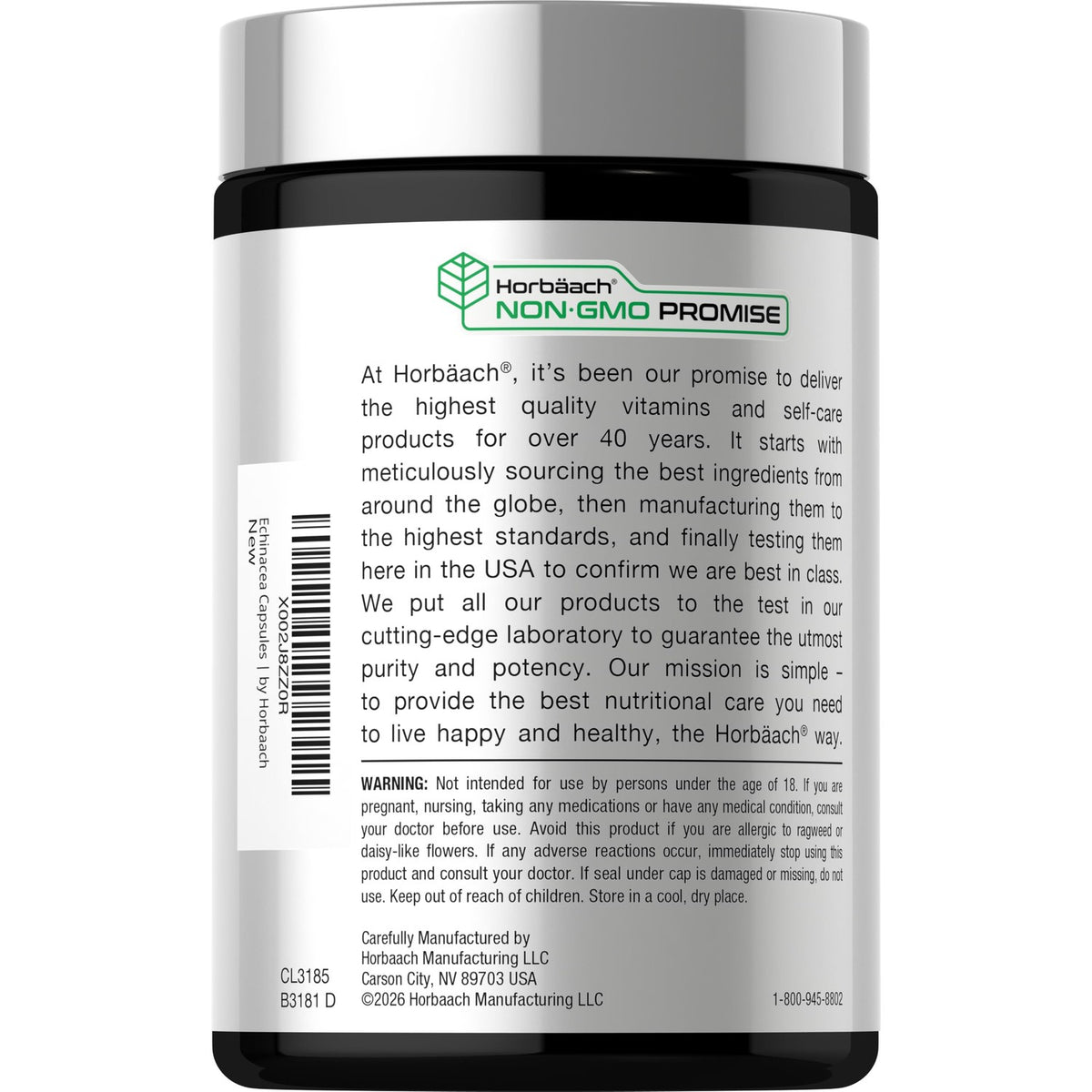 Horbäach Echinacea Extract Capsules | 300 Count