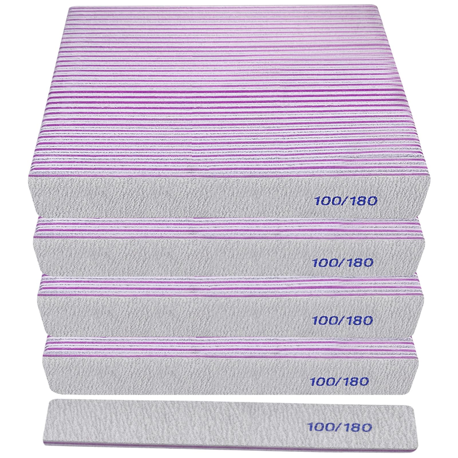 Nail Files (24 Pack), 100/180 Grit Emery Boards Nail File for Natural Nails and Acrylic Nails, Double Sided Emory Boards limas para unas acrilicas Profesional Fingernail Filer Reusable Manicure Gray