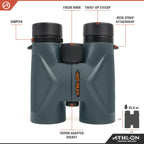 Buy now Athlon Optics 8x42 Midas UHD Gray Binoculars with ED Glass for Adults and Kids, High-Powered Binoculars for Hunting, Birdwatching, and More at indiglob india