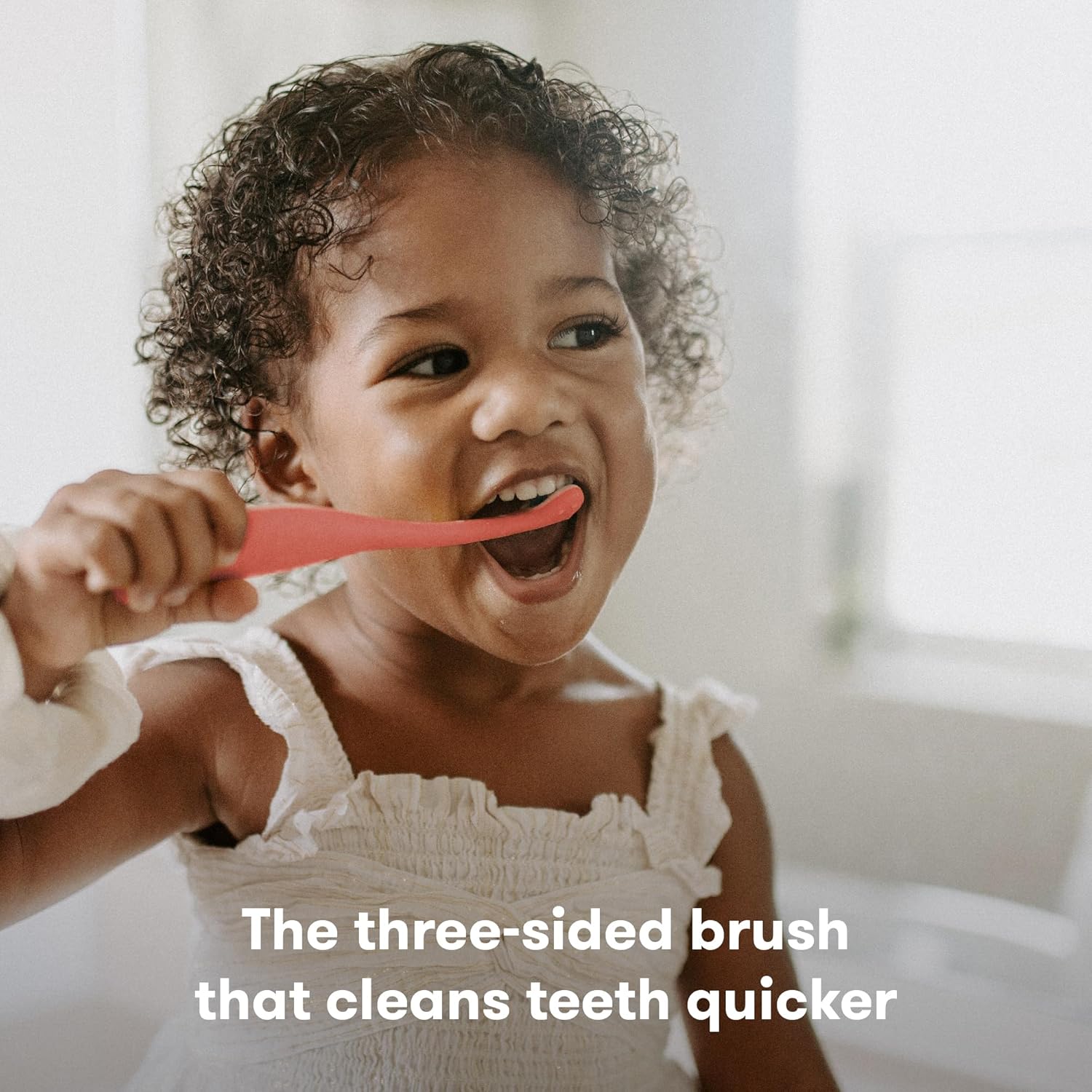 Buy now Frida Baby Triple-Angle Toothhugger Training Toddler Toothbrush | Toddler Toothbrush 2 Years and Up, Cleans All Sides at Once | Pink at indiglob india