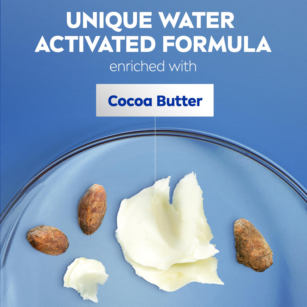 NIVEA Nourishing In Shower Body Lotion, Cocoa Butter, 13.5 FL OZ | Water Activated In Shower Moisturizer with Cocoa Butter for Dry to Very Dry Skin, Non Sticky, Non Greasy Feel