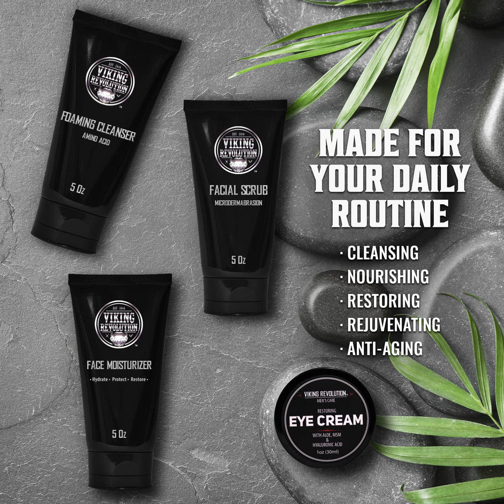 Viking Revolution Men's Facial Skin Care Kit - 4 Piece Set