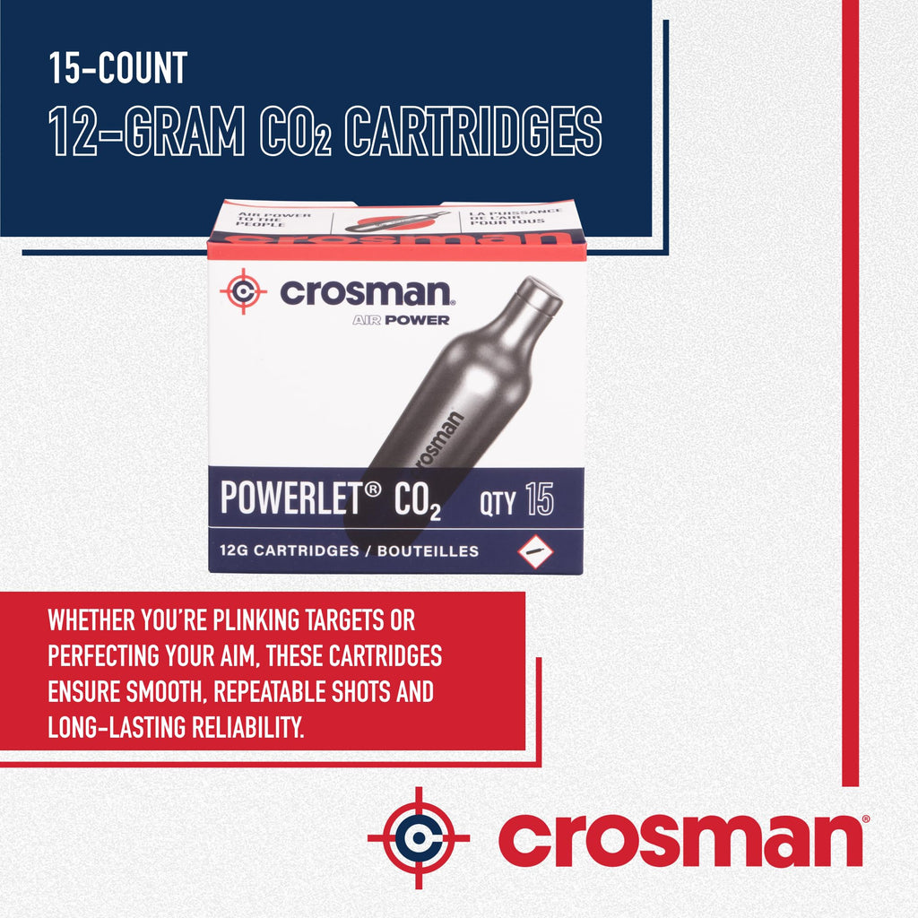 Crosman 15-Count CO2 Cartridges for Air Rifles and Air Pistols
