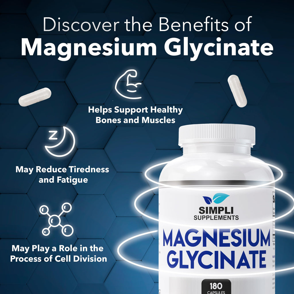 Magnesium Glycinate 400mg per Serving – High Absorption – Gentle on Stomach – Supports Sleep, Relaxation, Muscle, Bone & Immune Health – Non-GMO, Vegan, 180 Capsules