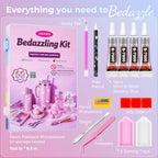 Bedazzling Kit 48000Pcs 60 Colors Resin Jelly Rhinestones, Multicolor 3mm Flatback Gems for Diamond Art, Bedazzler Kit with 4Pcs 10ml B7000 Jewelry Glue & Tools - Christmas Birthday Gifts for Women