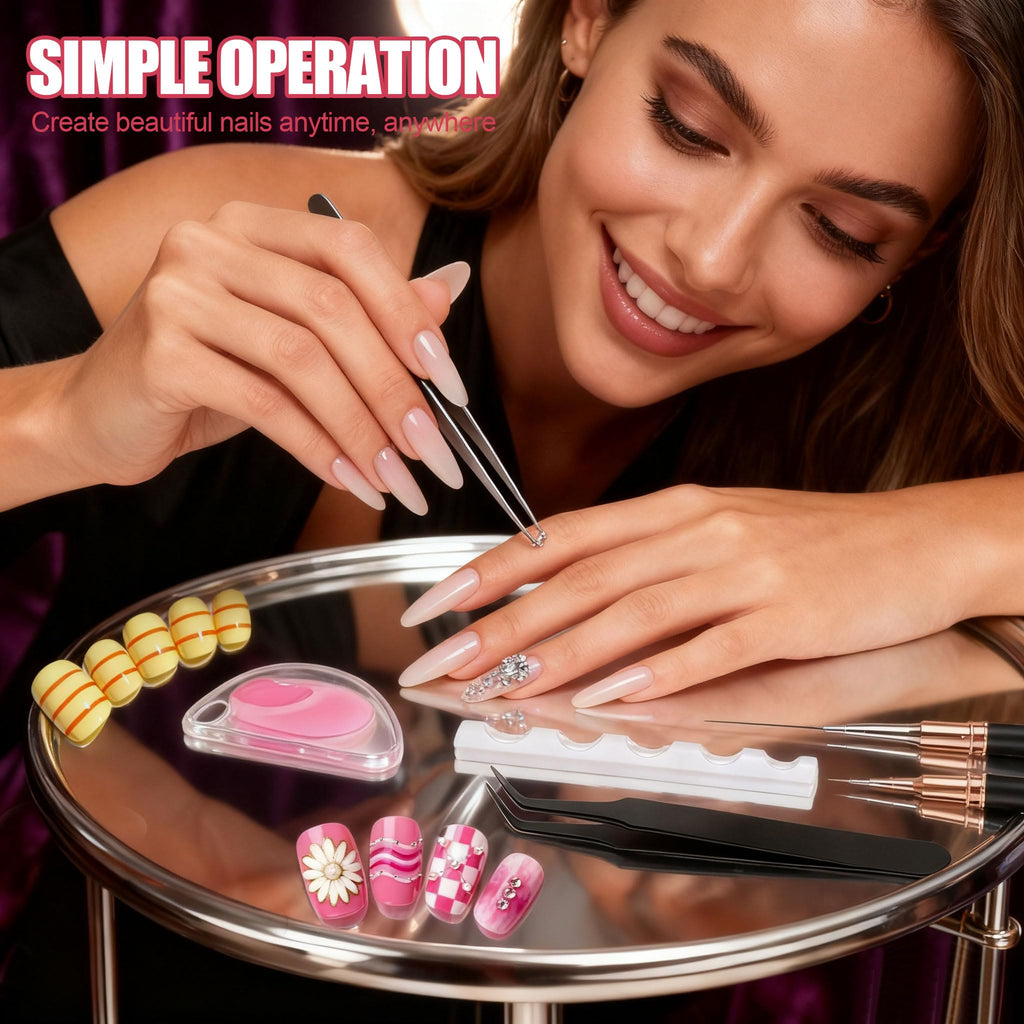 Artdone Nail Striping Tape Lines Kit With Nail Art Pens Liner Brushes | Dotting Tools For Gel Polish Small Detail Drawing Design Paint