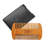 Viking Revolution Beard Comb and Beard Brush Set with Velvet Pouch | Includes Natural Boar Bristle Brush & Dual Action Pear Wood Comb - Velvet Travel Pouch Included - For Beards & Mustaches