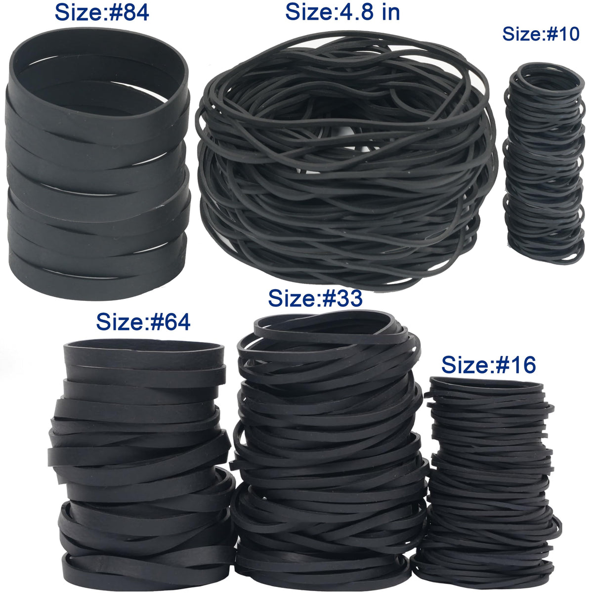 Rubber Bands Assorted Sizes,6 Sizes size10size16size33size64,size84,4.8in