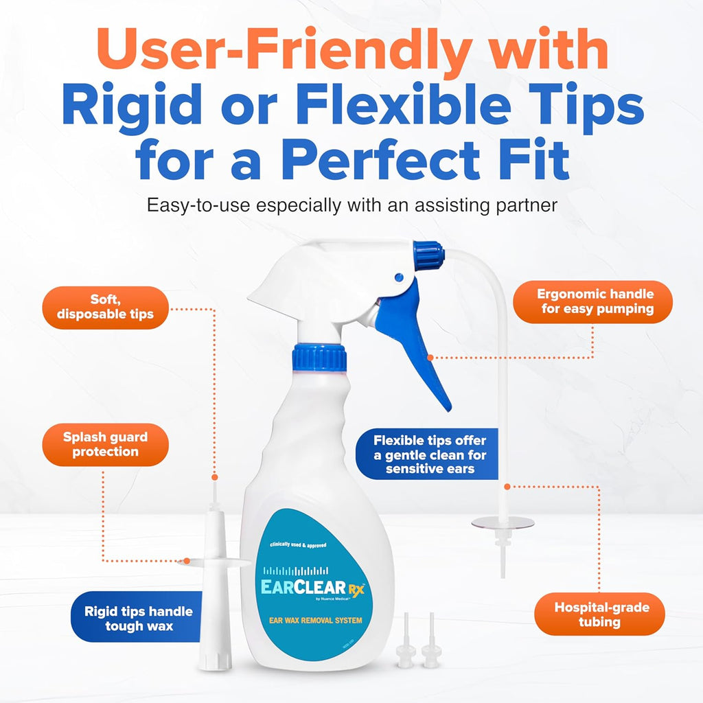 Buy now EarClear Rx Complete Ear Wax Removal & Cleaning Kit â€“ Safe, Gentle, Doctor-Recommended Ear Cleaning & Ear Wax Removal Kit for Adults & Kids â€“ Includes Bottle Washer, Basin & 20 Rigid & Flexible Tips at indiglob india