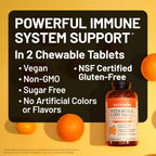 NatureWise Extra Strength Vitamin C Chewable 1000mg for Adults - Natural Orange Flavor - Immune System & Antioxidant Support - Non-GMO, Vegan & Sugar Free - 90 Chewable Tablets[45-Day Supply]