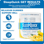 Relaxium SleepQuick Gummies, Sleep Aid, 5 mg Melatonin, D-3, Lemon, 60ct | Gut Health & Immune Support, Prebiotic Probiotic Blend, Gluten & Drug Free