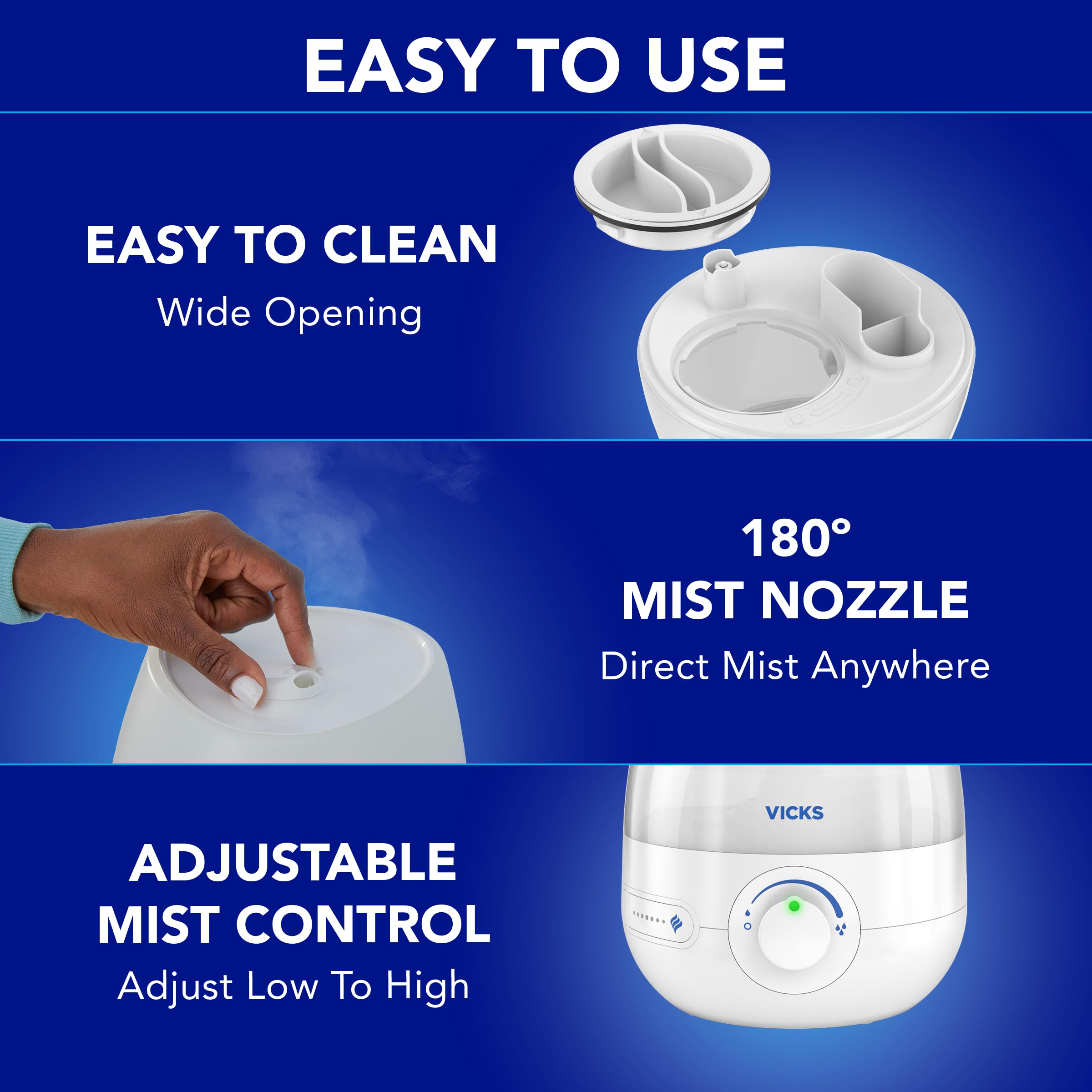 Buy now Vicks Mini Filter Free Cool Mist Humidifier, Small Room ƒ?? Variable Mist Control ƒ?? Works with Vicks VapoPads at indiglob india