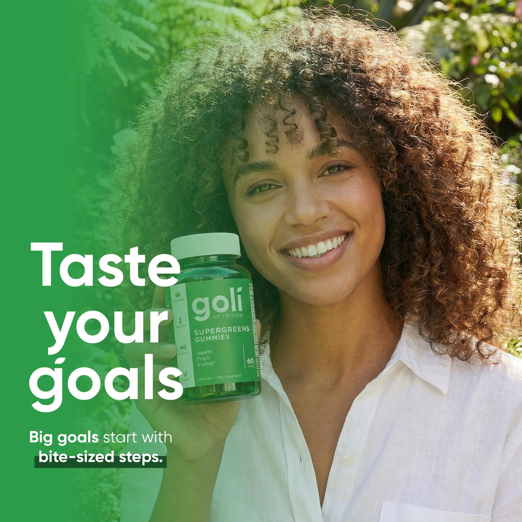 Goli SuperGreens Vitamin Gummy - 120 Count - Essential Vitamins and Minerals - Plant-Based, Vegan, Gluten-Free & Gelatin Free - Health from Within, Pack of 2