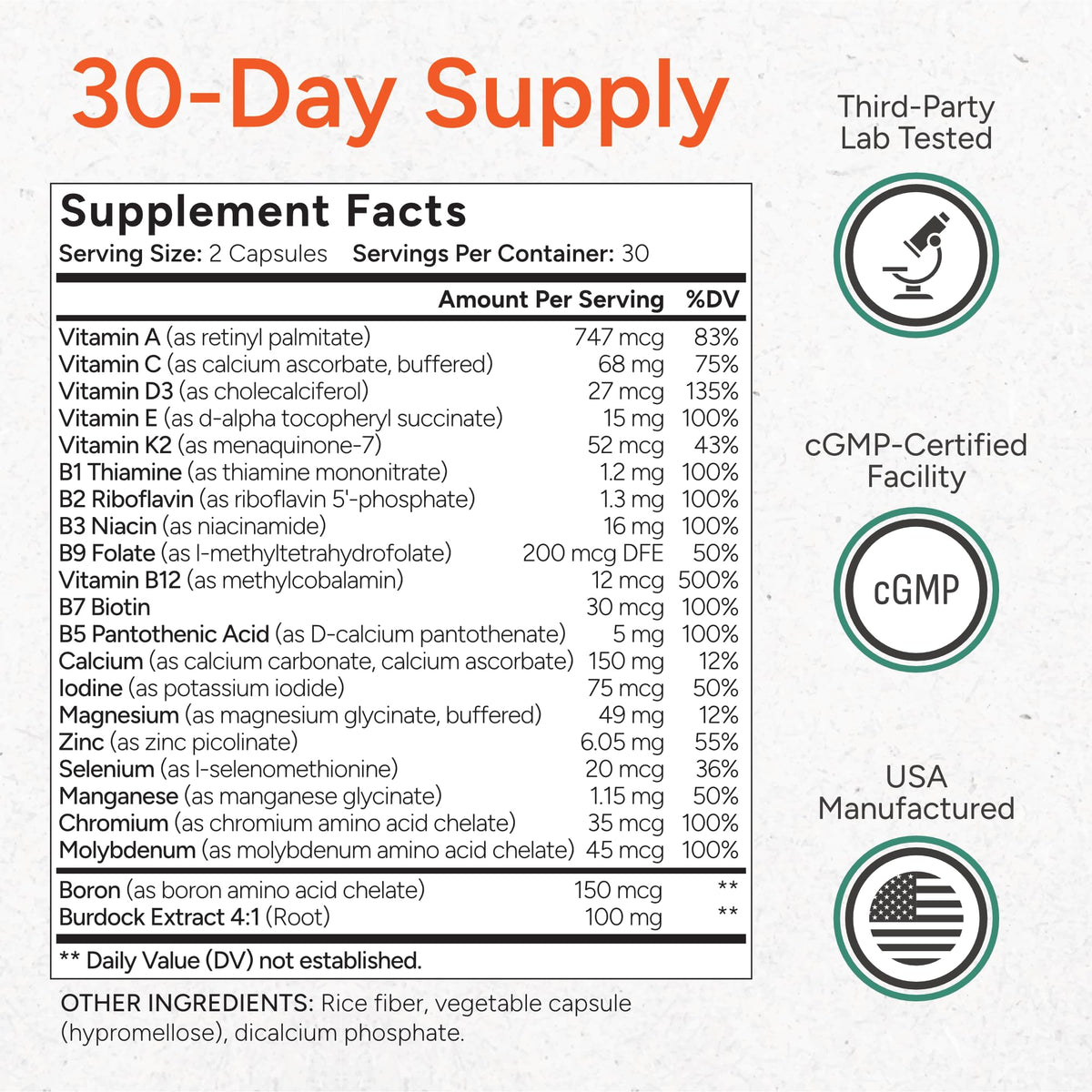 Low-Acid Multivitamin for Sensitive Bladders | 12 Vitamins & 9 Minerals | Buffered Vitamin C & Burdock Root | USA Manufactured | 60 Capsules