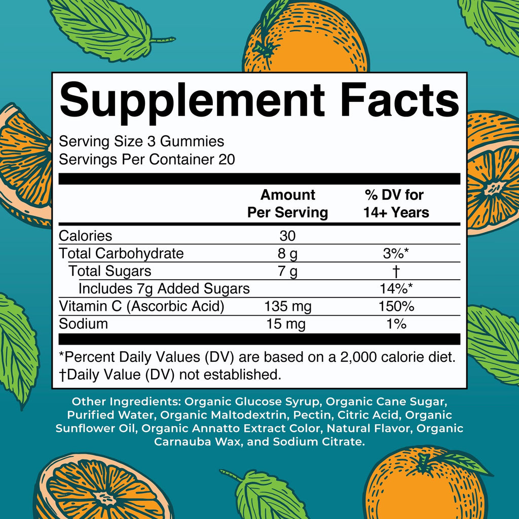 MARYRUTH'S USDA Organic Vitamin C Gummies, Antioxidant, Non-GMO, 60 Count | Vegan Chewable for Ages 14+, Immune Support & Overall Wellness, Gluten Free