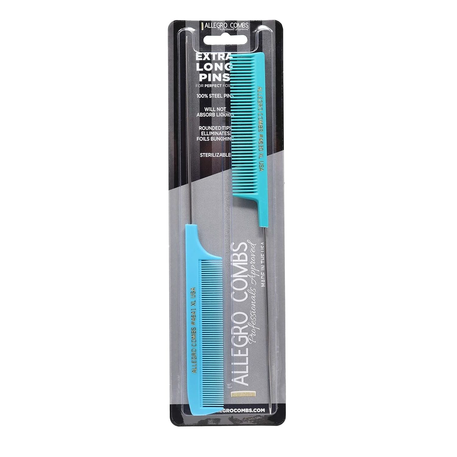 Buy now Allegro XL Pintail Rat Tail & Parting Combs - Metal Tail Foiling & Pin Combs (2 Pc. AQUA & WHITE) BLUE & AQUA at indiglob india
