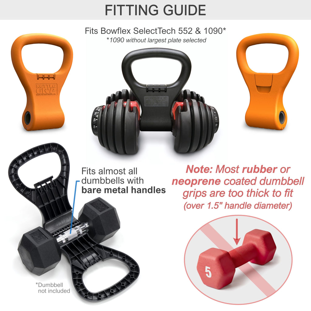 KETTLE GRYP Dumbbell to Kettlebell Grip Converter Handle Made in USA Orange