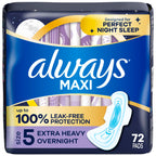 Buy now Always Maxi Overnight Pads with Wings for Women, Size 5, Extra Heavy Overnight Absorbency, Unscented, 36 Count Size 5 72 at indiglob india