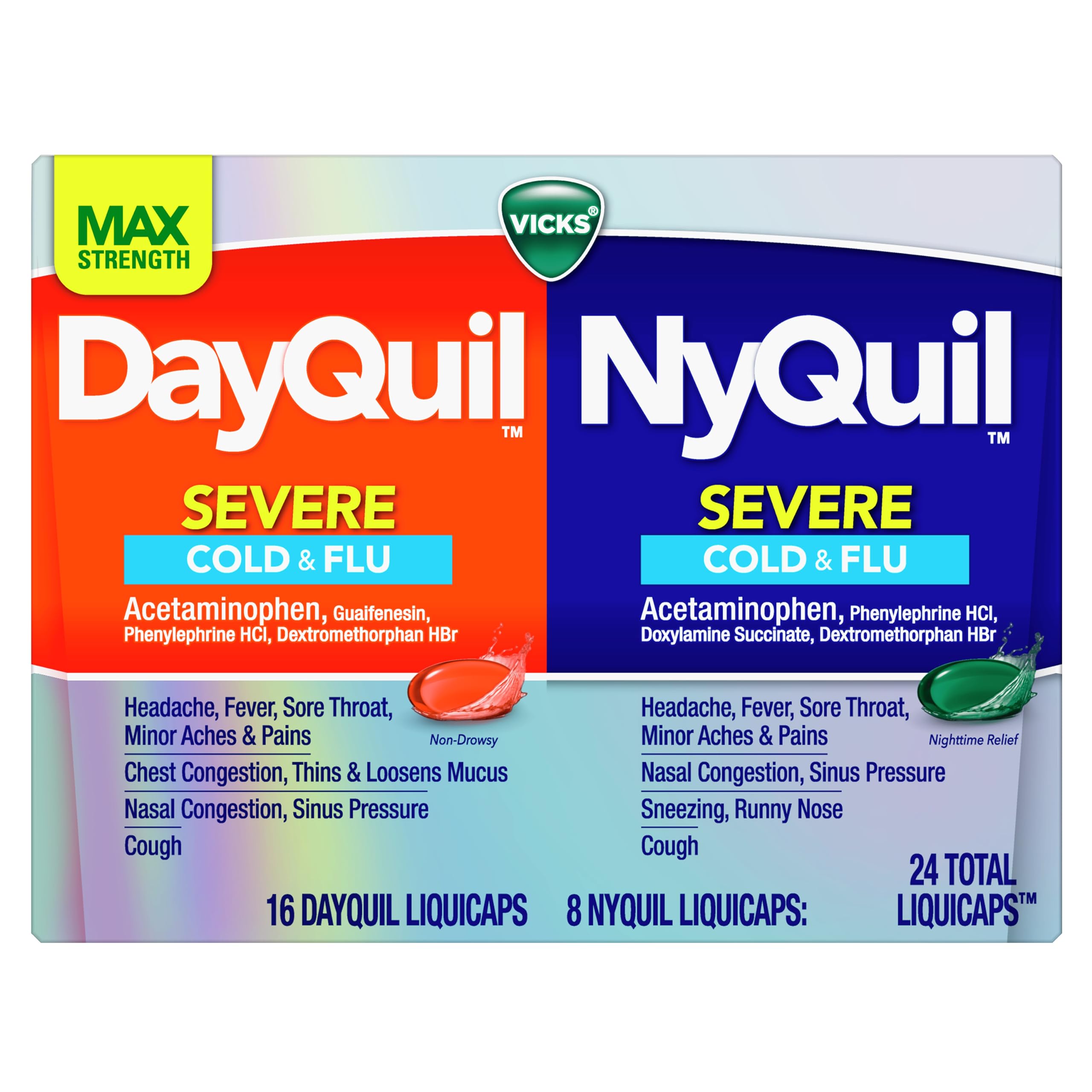 Buy now Vicks DayQuil & Nyquil Severe Cold, Flu & Congestion Medicine, 24 Count at indiglob india