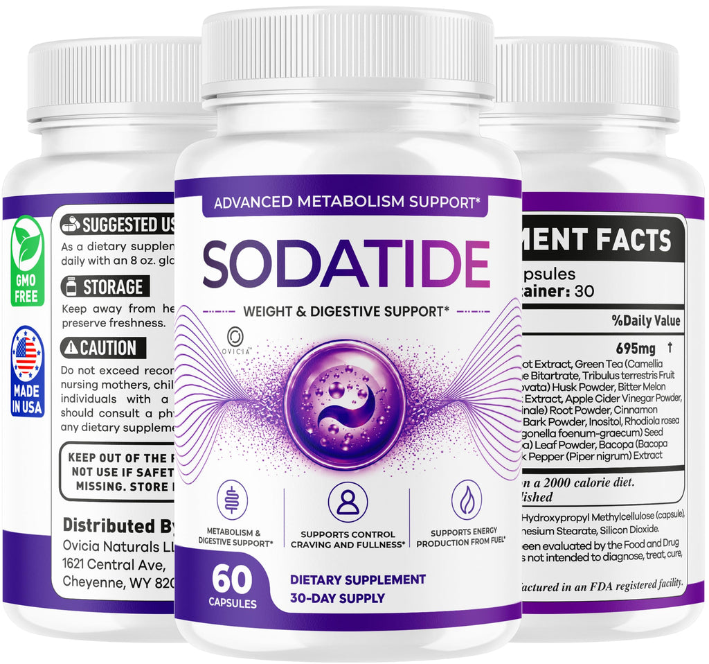 Sodatide Capsules - Official Sodatide Pills Advanced Premium Formula for Overall Wellness, 60 Capsules for 1 Month