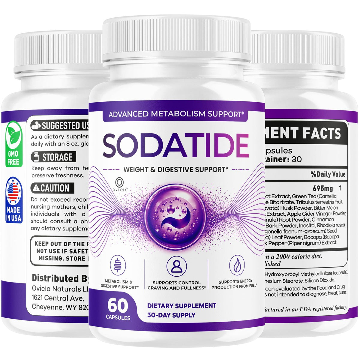 Sodatide Capsules - Official Sodatide Pills Advanced Premium Formula for Overall Wellness, 60 Capsules for 1 Month