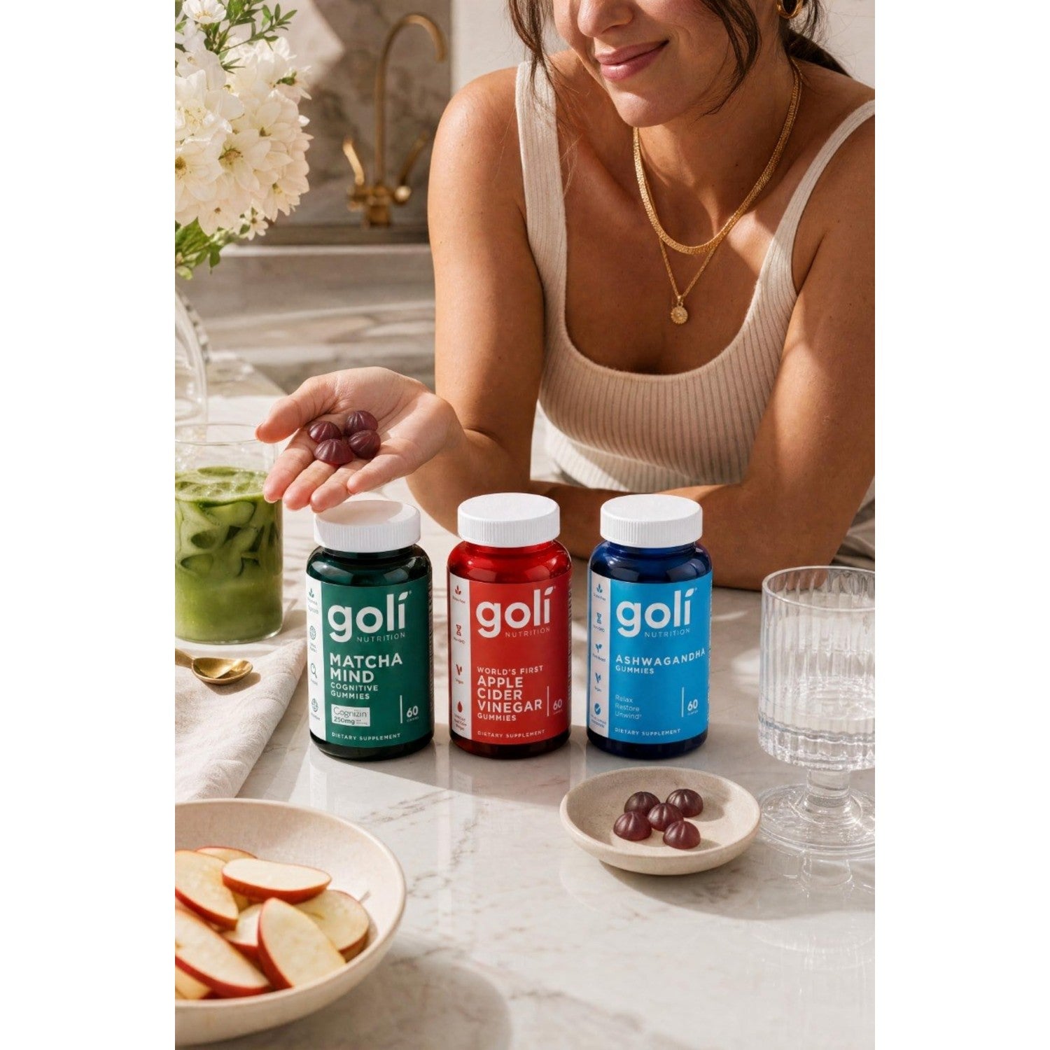 Goli Favorites Trio: Ashwagandha KSM-66, Apple Cider Vinegar, Matcha Mind Supplements with Cognizin, Vitamins D2 and B12
