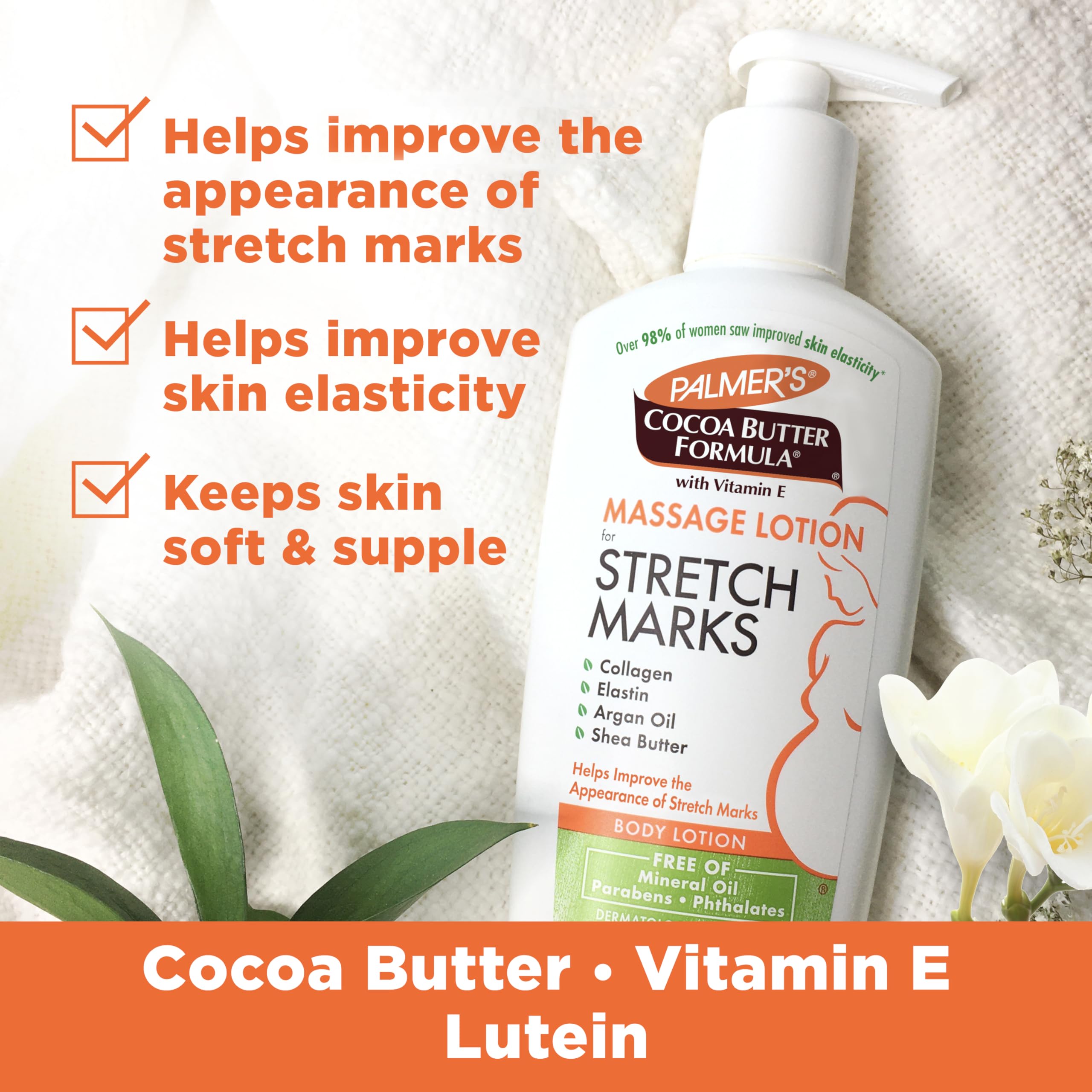 Buy now Palmer's Cocoa Butter Formula Massage Lotion For Stretch Marks, Pregnancy Skin Care, Belly Cream with Collagen, Elastin, Argan OIl and Shea Butter, 8.5 Ounces at indiglob india