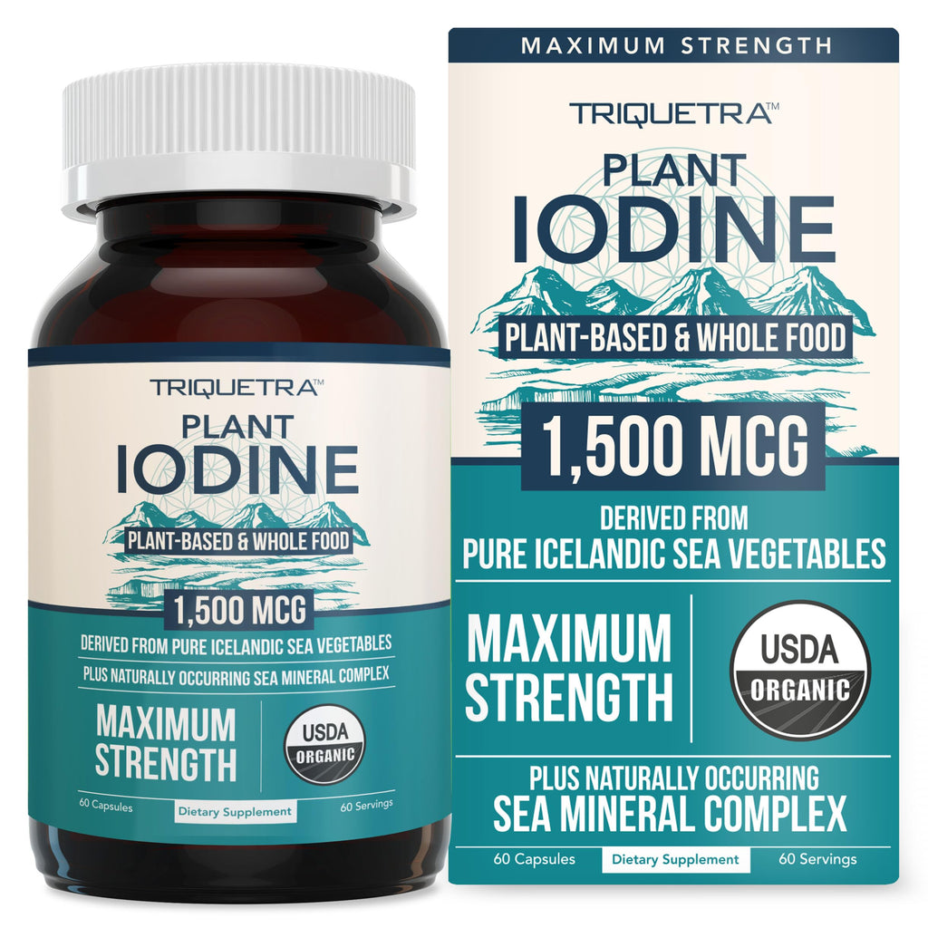 Organic Iodine Supplement from Sea Vegetable Complex, Whole Food & Raw Form - Iodine Plus Trace Mineral Complex – Contains Purest Icelandic Sea Kelp, Irish Moss & Bladderwrack (250 mcg)