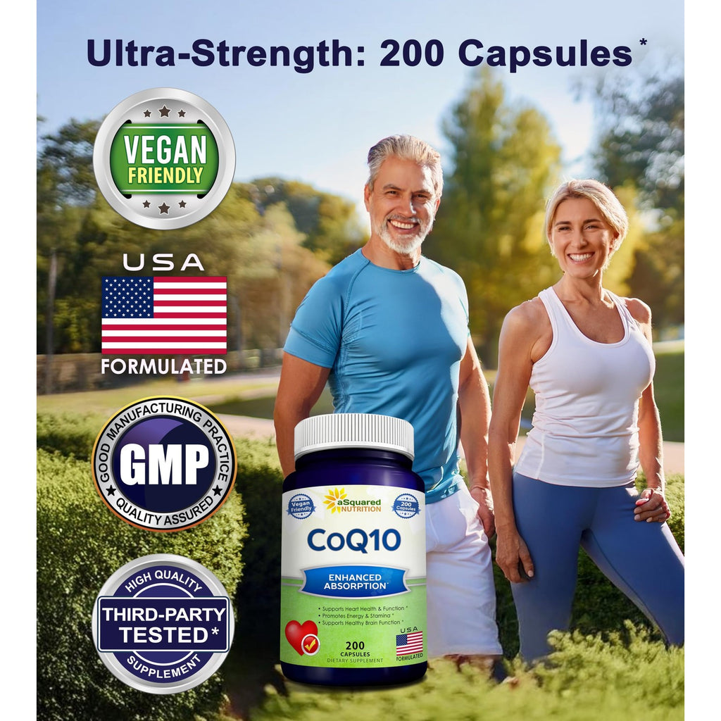 CoQ10 400mg - 200 Capsules - Co Q 10 Supplement - Coenzyme Q10 Pills - CQ10 | Max Strength CoQ 10 - High Absorption Ubiquinone Powder - CO Q-10 Enzyme Vitamin Alternative to Softgels & Gummies