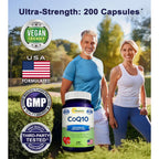 CoQ10 400mg - 200 Capsules - Co Q 10 Supplement - Coenzyme Q10 Pills - CQ10 | Max Strength CoQ 10 - High Absorption Ubiquinone Powder - CO Q-10 Enzyme Vitamin Alternative to Softgels & Gummies
