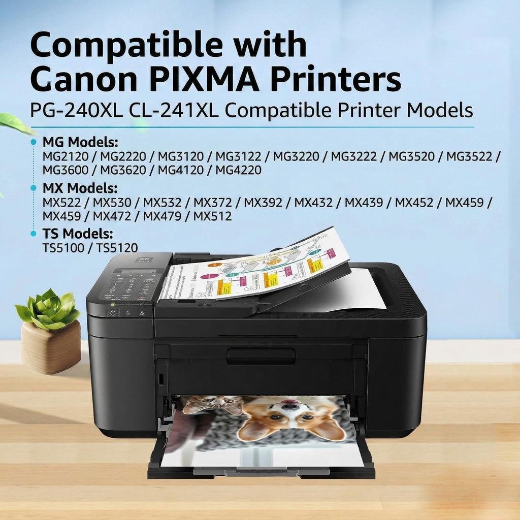 240XL 241XL Ink Cartridges Combo Pack Replacement for Canon 240 241, PG-240XL CL-241XL Compatible with PIXMA MG3620 MG3520 MG3600 TS5100 TS5120 MX472 MX452 MX512 Printers (1 Black, 1 Tri-Color)