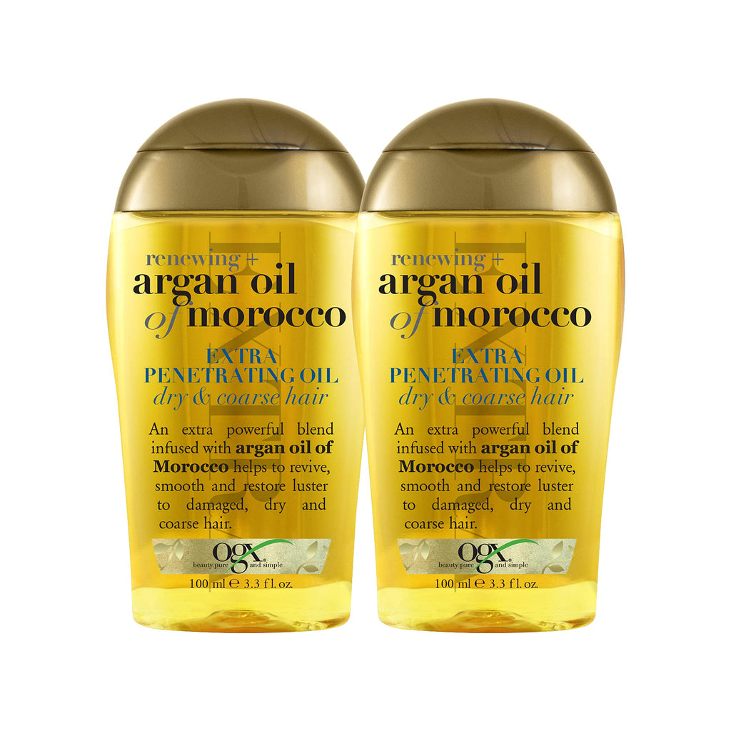 OGX Renewing + Argan Oil of Morocco Hair Oil, Extra Strength Penetrating Serum Treatment for Dry, Damaged, Frizzy, Curly & Coarse Hair, Cold-Pressed Argan_Oil, Shine, 3.3 Fl Oz (Pack of 6)