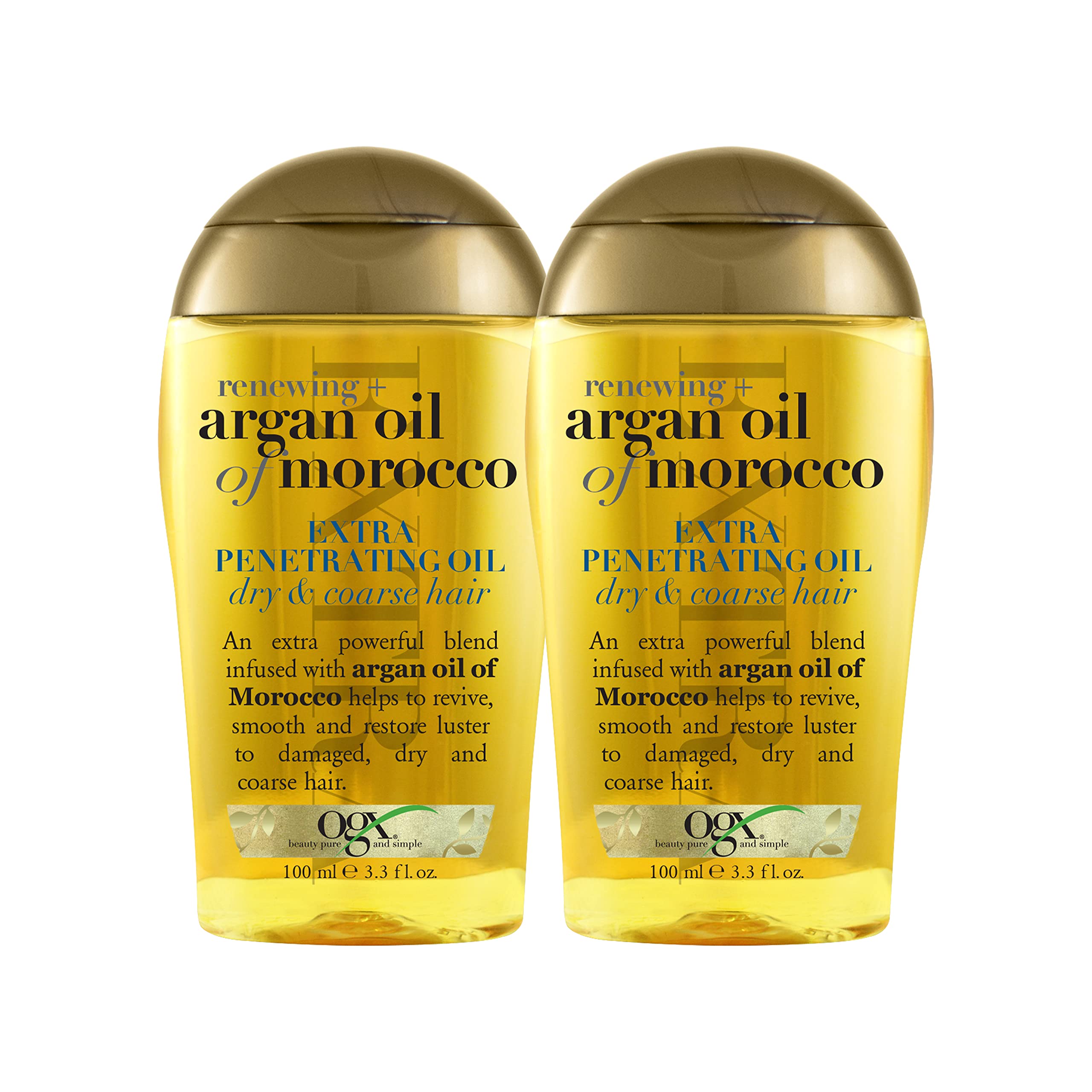 OGX Renewing + Argan Oil of Morocco Hair Oil, Extra Strength Penetrating Serum Treatment for Dry, Damaged, Frizzy, Curly & Coarse Hair, Cold-Pressed Argan_Oil, Shine, 3.3 Fl Oz (Pack of 6)