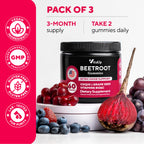 Beet Root Gummies – Beetroot Gummies with CoQ10, Grape Seed, Vitamin C, B12 & B3 – Beets Gummies for Circulation, Energy & Immune Support – 60 Beets Chews – Pack of 3