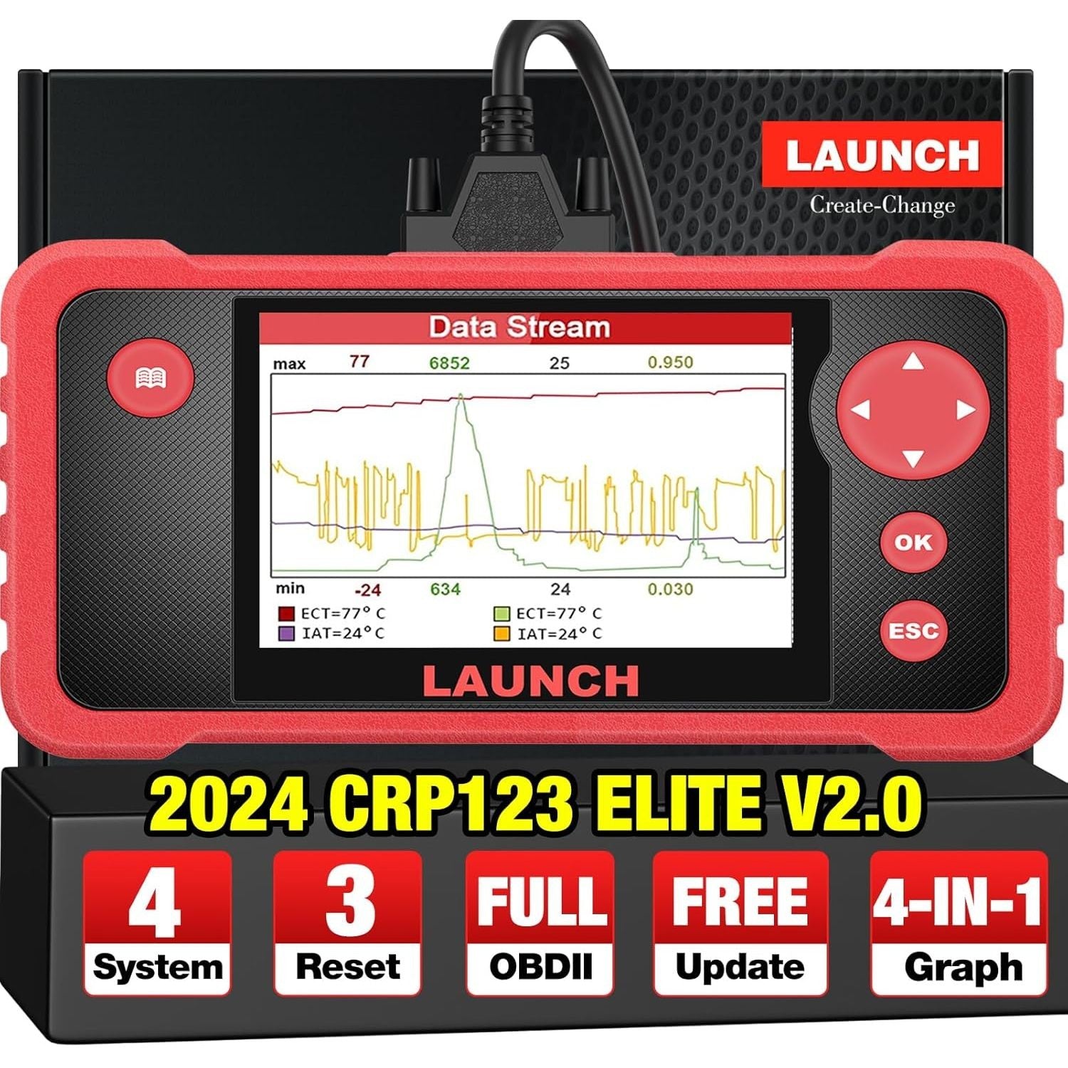 Buy now 2024 LAUNCH CRP123 Elite V2.0 OBD2 Scanner(Upgrade of CRP123), Oil Reset/SAS Calibrate/Throttle Relearn, 4 Systems 3 Reset Diagnostic Scan Tool, Engine ABS SRS TCM Code Reader, Lifetime Free Update Default at indiglob india