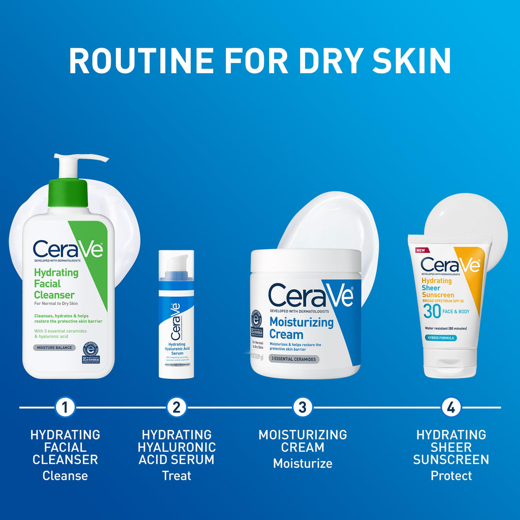 CeraVe Moisturizing Cream, Face Moisturizer & Body Cream, Skin care, 19oz | Hyaluronic Acid For Instant Hydration, Skin Barrier Repair, Ceramide Moisturizer, Fragrance Free, Non-Comedogenic, Daily Use