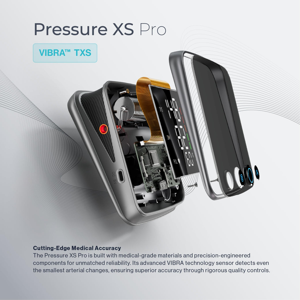 Pressure XS Pro Bluetooth Blood Pressure Monitor, Upper Arm BP Cuff 22–42 cm, Accurate Automatic Digital Systolic/Diastolic, Large Display, Mobile App Compatible for iOS & Android Devices