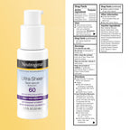 Neutrogena Ultra Sheer Sunscreen Serum SPF 60, Fragrance-Free, 1.7 fl. oz | Broad Spectrum UVA/UVB Protection, Lightweight Serum, Water-Resistant up to 80 Minutes, Non-Comedogenic