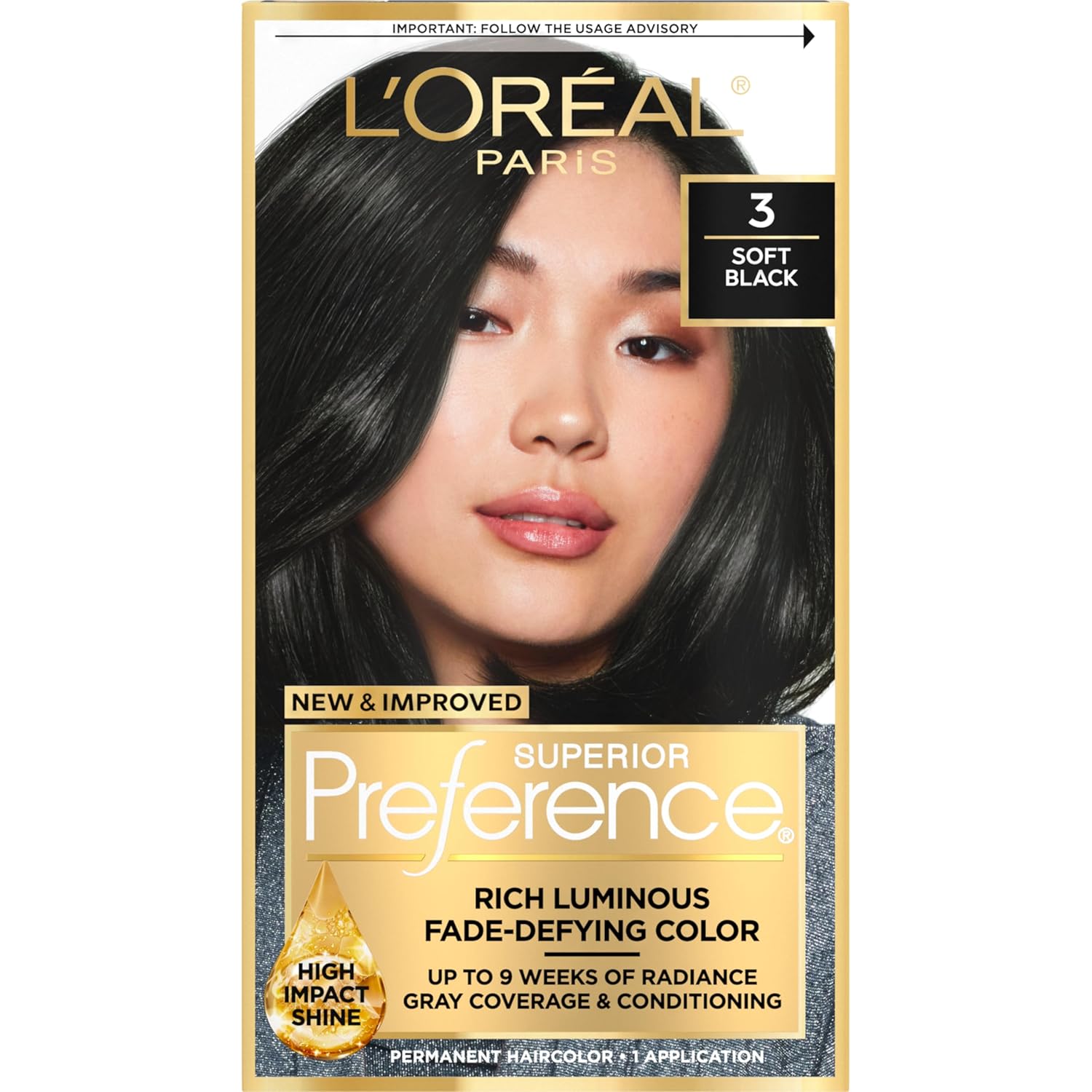 Buy now L'Oreal Paris Superior Preference Luminous Fade-Defying Permanent Hair Color, Hair Dye For Up to 9 Weeks of Radiance, Light Ash Blonde 9A, 1 Hair Dye Kit 3 Soft Black 1 Count (Pack of 1) at indiglob india