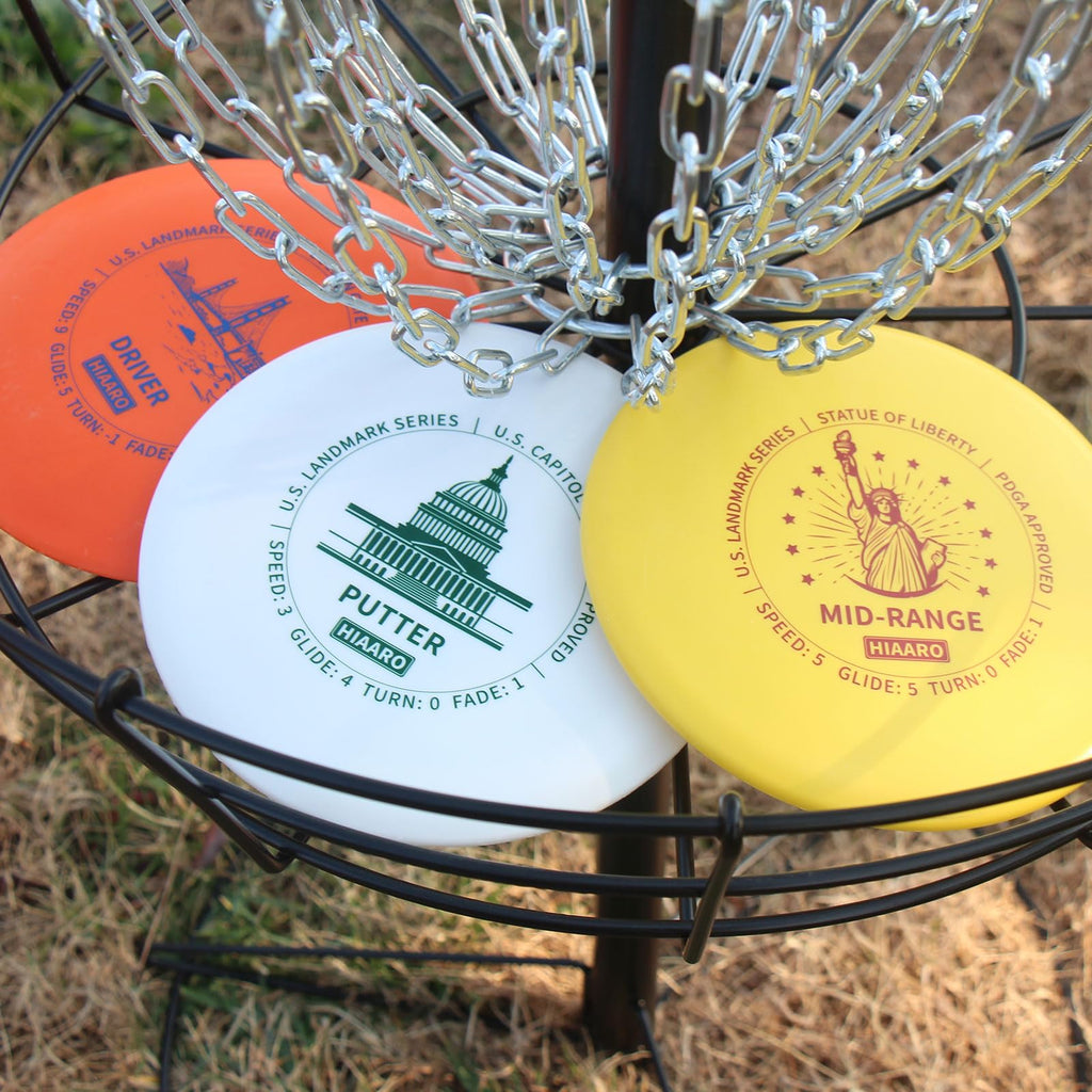 Disc Golf Starter Discs Set | U.S. Landmark Series | 150 Class, 145-150g | PDGA Approved | Include 2*Driver 2*Mid-Range 2*Putter 1*Mini Marker