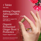 Garden of Life Organic Ashwagandha Supplement with Probiotics & Ginger - Stress, Mood & Energy Support, Vegan, Gluten Free, Non GMO, 2 Month Supply, 60 Tablets