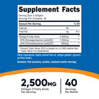 Nutricost Omega 3 Fish Oil (2500MG) 120 Softgels, 40 Servings | Fish Oil, Wild Caught! 1200mg EPA 850mg DHA, GMO-Free, Gluten Free