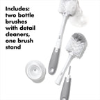 OXO Tot Baby Bottle Brush with Nipple Cleaner and Stand, Gray 2-Pack