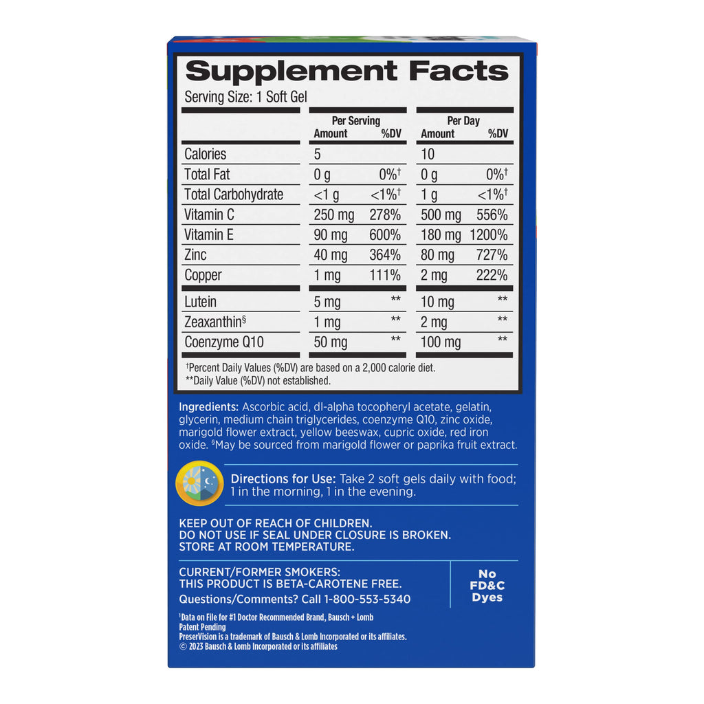 PreserVision AREDS 2 Eye Vitamins Lutein Zeaxanthin Supplement 100 Softgels | AREDS 2 formula, macular support vitamins*, lutein & zeaxanthin, vitamin C, E, zinc, CoQ10, #1 eye doctor recommended brand1