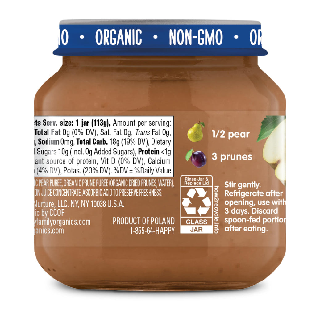 Happy Baby Organic Stage 2 Pears & Prunes Baby Food, 4 OZ